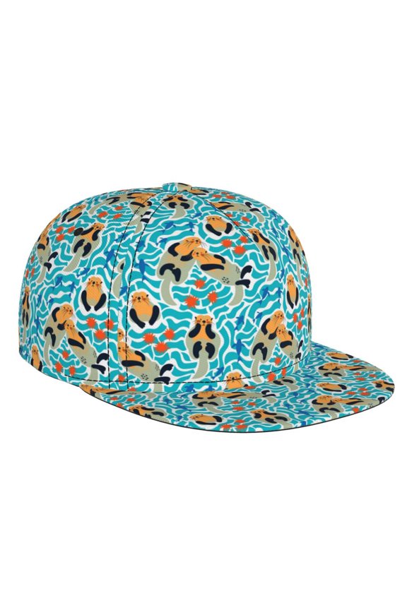 Lovely Sea Otters for Baseball Cap Men Cap Flat Brim for Men Women Teens Adjustable Baseball Cap