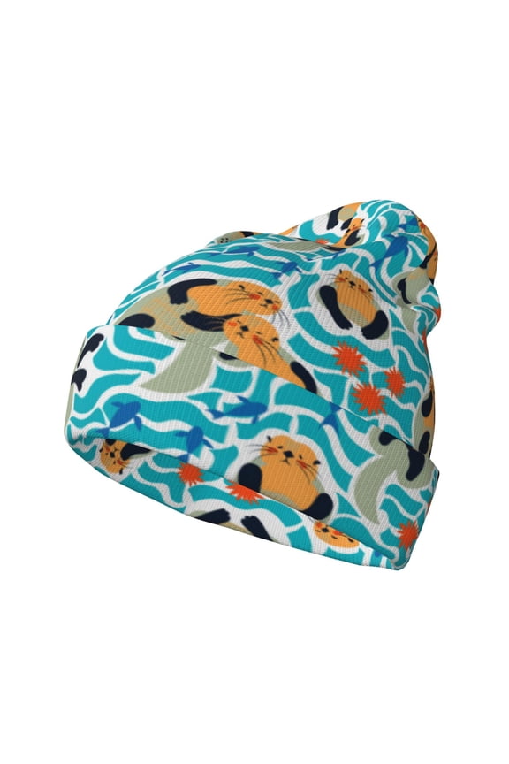 Lovely Sea Otters for Men's Knit Cuffed Beanie for Outdoor Activities Unisex