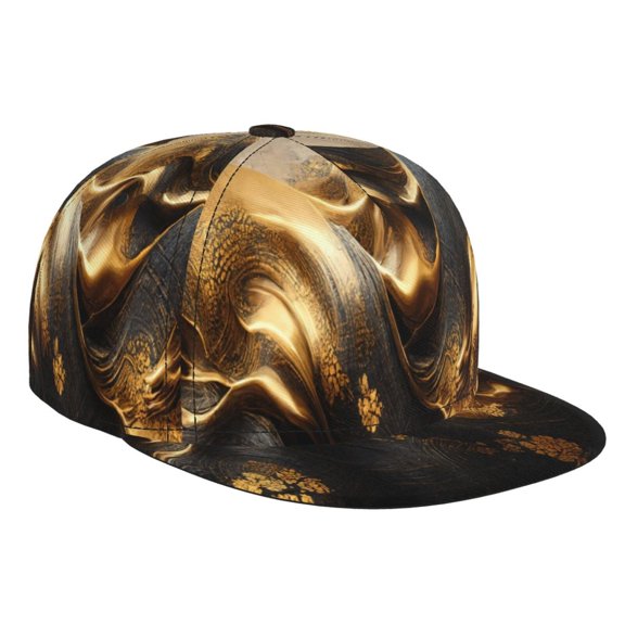 Hirioo Luxurious Gold Flow for Baseball Cap Men Cap Flat Brim for Men Women Teens Adjustable Baseball Cap