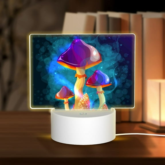 Hirioo Magic Mushrooms ,Fireflies for Rectangular Acrylic with Night Light Best Gifts for Lover Girl Mom, Valentine's Day Anniversary Birthday Wedding Present