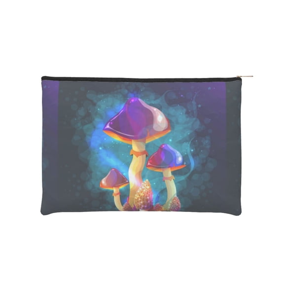 Hirioo Magic Mushrooms ,Fireflies for Paper Reusable Cosmetic Bag Zipper Encouragement Travel Pouch Toiletry Bag for Women Girls