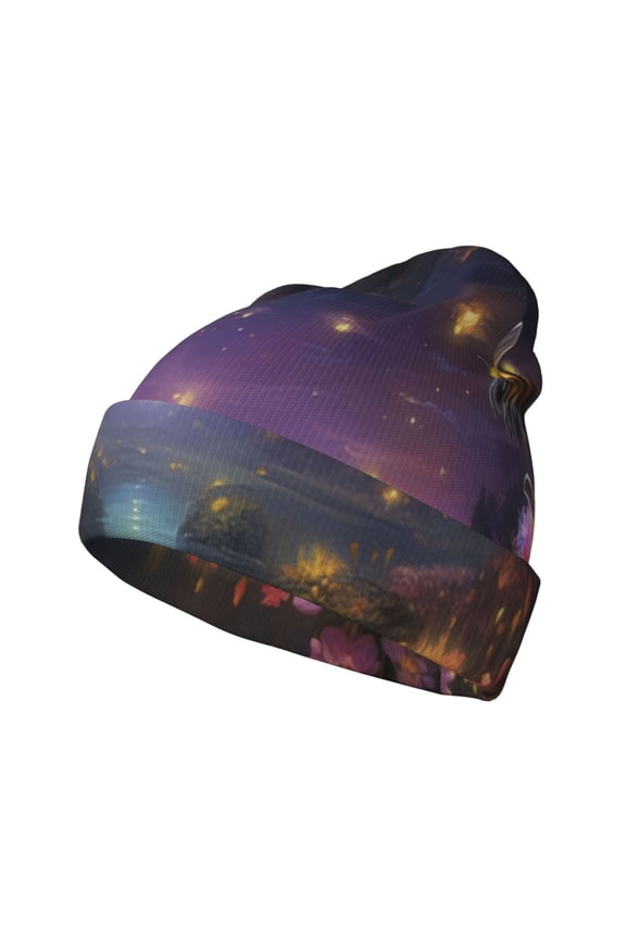 Magical Bees Twilight River for Men's Knit Cuffed Beanie for Outdoor Activities Unisex