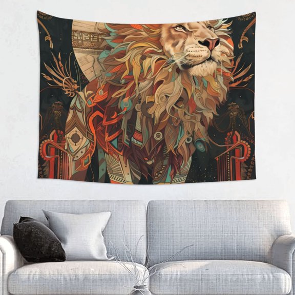 Hirioo Majestic Cosmic Lion Print Tapestry Lightweight Fabric for Bedroom Aesthetic Home Wall Dorm Dcor Living Room Decor 29x37 Inch