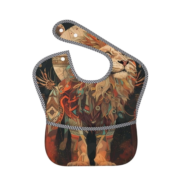 Hirioo Majestic Cosmic Lion for Baby Waterproof Pocket Bib Adjustable Closed for Babies Toddlers with Large Pocket 6-24Months