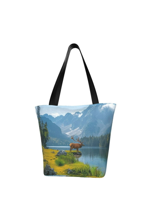 Majestic Deer Mountain Lake for Women's Casual Shoulder Tote Bag Handbag For Women Work College Travel Business Shopping