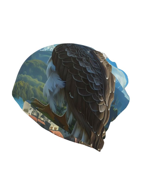 Majestic Eagle Over Castle for Multifunction Beanie Hat for Men and Women Unisex for Winter Sports, Outdoor Activities, and Daily Wear