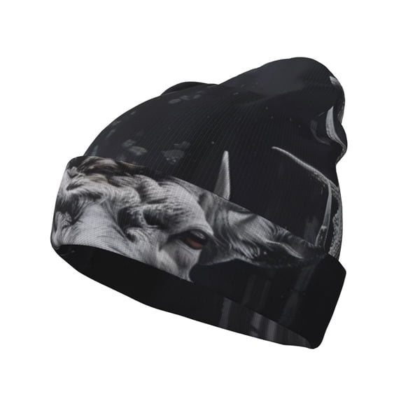 Hirioo Majestic Forest Stag for Men's Knit Cuffed Beanie for Outdoor Activities Unisex
