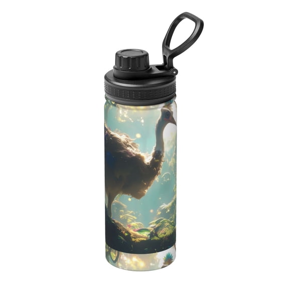 Hirioo Majestic Ostrich In Forest for 18oz Sports Insulated Kettle for Gym Hiking Camping Running Mountain Bike Outdoor Sports