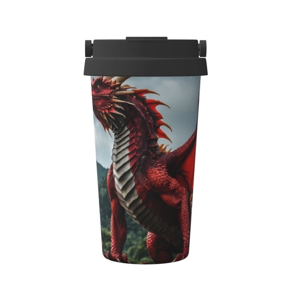 Hirioo Majestic Red Dragon for Coffee Travel Mug Insulated Coffee Mug with Lid