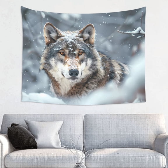 Hirioo Majestic Snowy Wolf Print Tapestry Lightweight Fabric for Bedroom Aesthetic Home Wall Dorm Dcor Living Room Decor 29x37 Inch