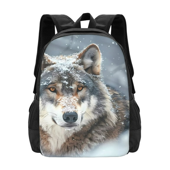 Hirioo Majestic Snowy Wolf for Minimalist Backpack Large Capacity Backpack Travel Backpack For School