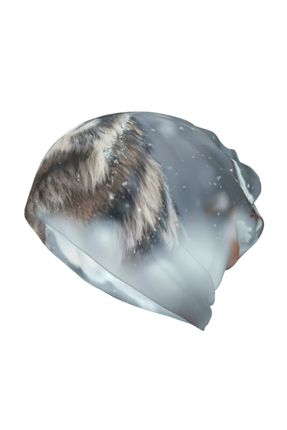 Majestic Snowy Wolf for Multifunction Beanie Hat for Men and Women Unisex for Winter Sports, Outdoor Activities, and Daily Wear
