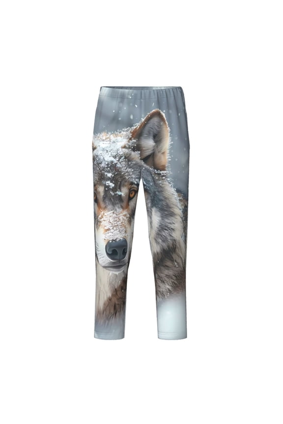 Majestic Snowy Wolf for Teenagers' Pajama Pants Womens Lounge Pants with Pockets Pj Bottoms Pants for Men-Medium