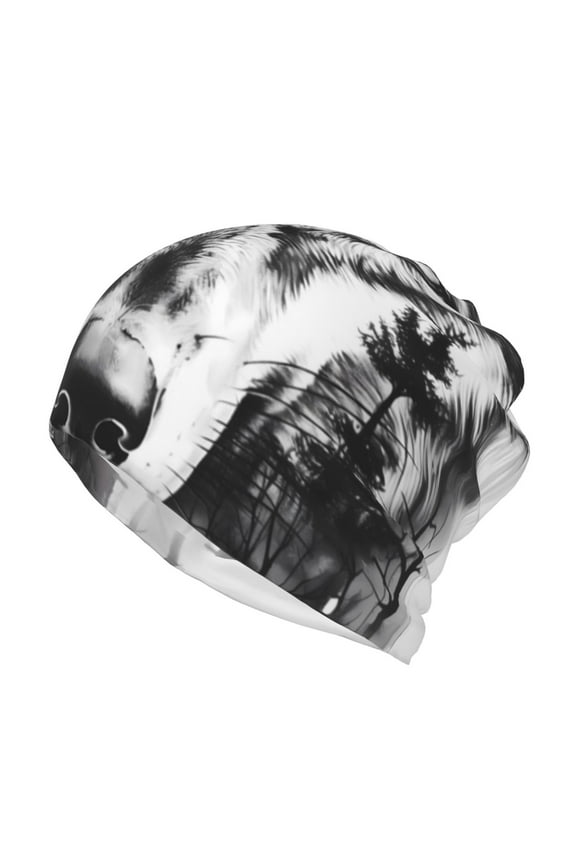 Majestic Wolf Landscape for Multifunction Beanie Hat for Men and Women Unisex for Winter Sports, Outdoor Activities, and Daily Wear