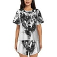 thumbnail image 1 of Hirioo Majestic Wolf Landscape for Women's 2 Piece Short-Sleeved Pajama PJ Sets for Women Shorts with Pockets Womens Lounge Set-Large, 1 of 6
