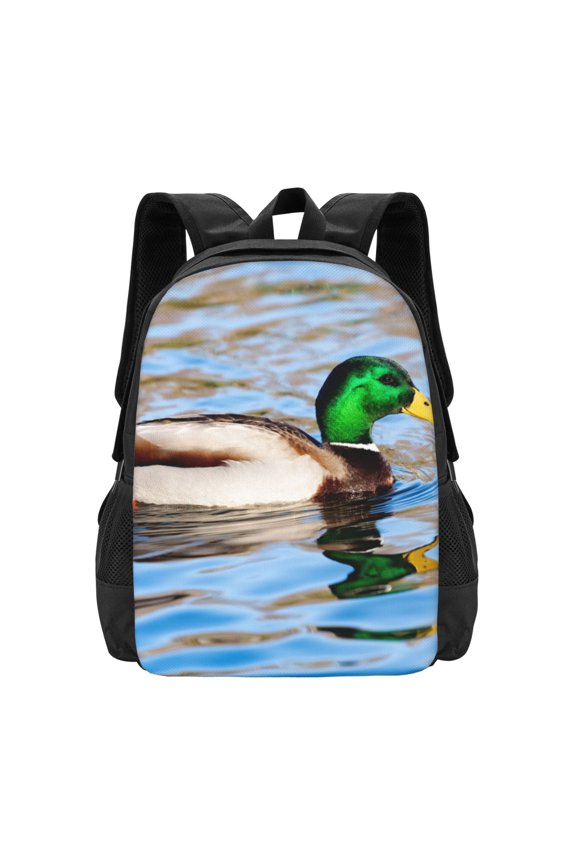 Mallard Duck Swimming In A River for Minimalist Backpack Large Capacity Backpack Travel Backpack For School