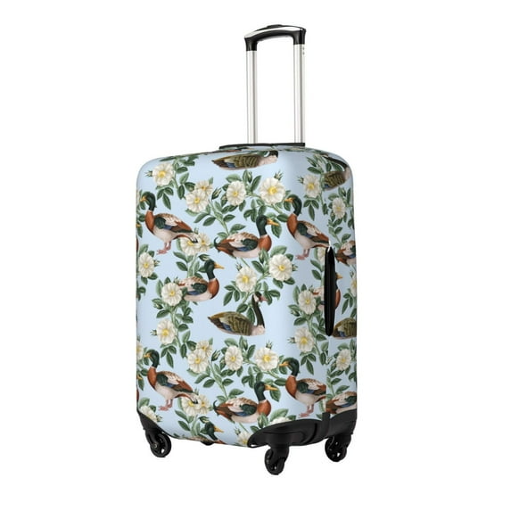 Hirioo Mallard Ducks And Roses for Elasticity Suitcase Cover (No luggage Included) Durable Luggage Protector Fits 18-32 Inch Luggage-Medium