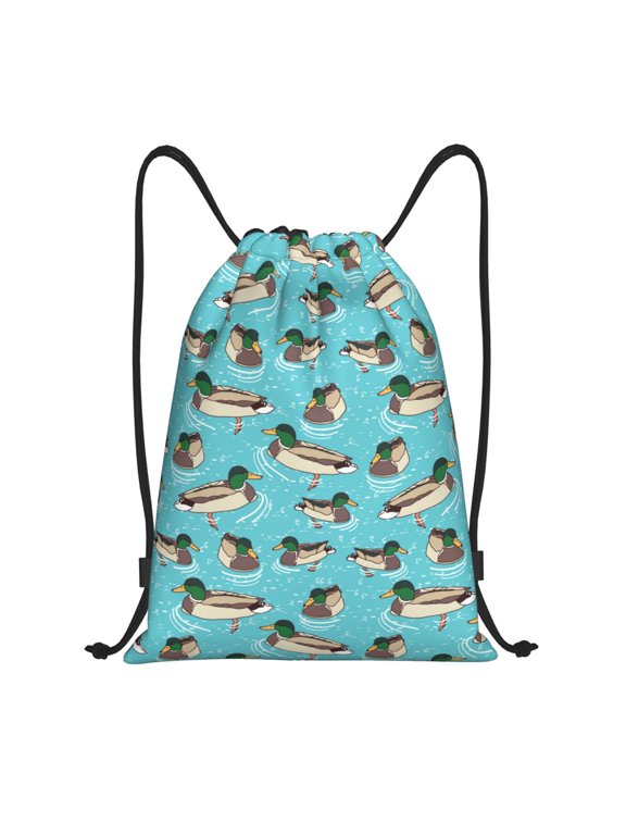 Mallard Ducks Swimming In The Lake Print Drawstring Backpack Bag Sport Versatile Sports Backpack for Gym, Travel, Swimming, Beach