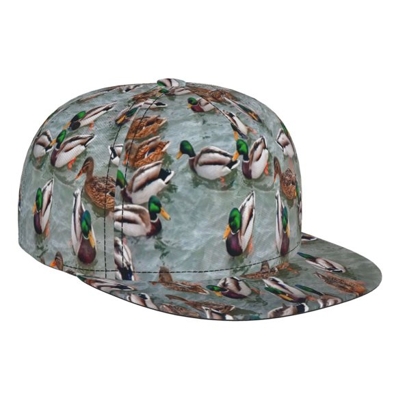 Hirioo Mallard Ducks Swimming for Baseball Cap Men Cap Flat Brim for Men Women Teens Adjustable Baseball Cap