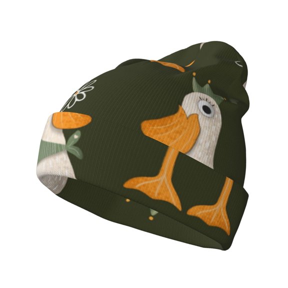 Hirioo Mallard Ducks Wild Birds for Men's Knit Cuffed Beanie for Outdoor Activities Unisex