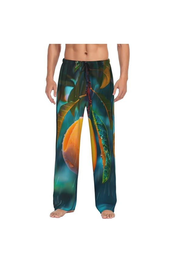 Mango In The Rain for Men's PJ Pajama Pants Sleep Pants Men's Home Trousers with Pockets,S-3XL-X-Large