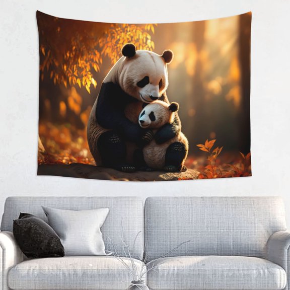 Hirioo Maple Forest Panda Print Tapestry Lightweight Fabric for Bedroom Aesthetic Home Wall Dorm Dcor Living Room Decor 29x37 Inch