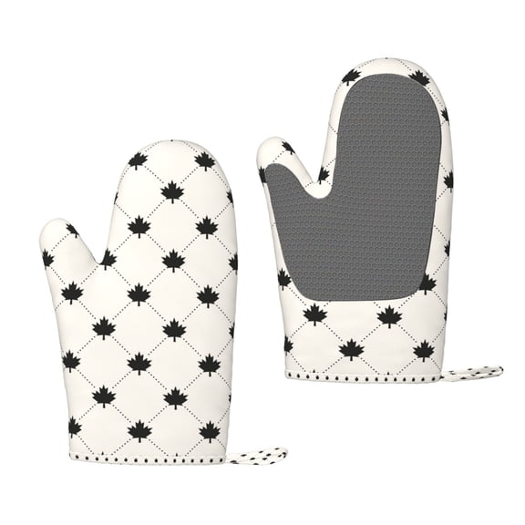 Hirioo Maple plaid for Silicone Oven Mitts for BBQ, Baking, Cooking, Set of 2, Heat Resistant 260, Non-Slip Kitchen Essentials