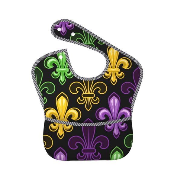 Hirioo Mardi Gras1 for Baby Waterproof Pocket Bib Adjustable Closed for Babies Toddlers with Large Pocket 6-24Months