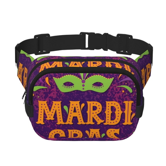 Hirioo Mardi Gras2 for Double Layer Waist Bag Adjustable Fanny Pack For Travel Running Hiking