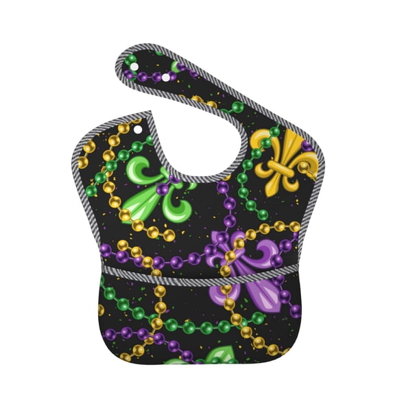 Hirioo Mardi Gras6 for Baby Waterproof Pocket Bib Adjustable Closed for Babies Toddlers with Large Pocket 6-24Months