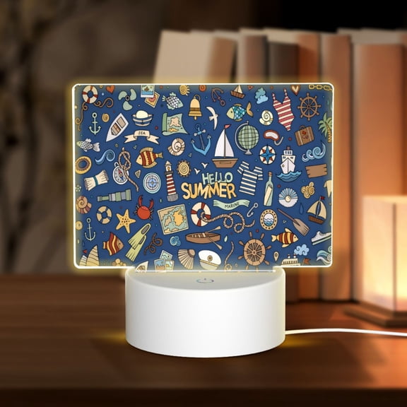 Hirioo Marine Nautical for Rectangular Acrylic with Night Light Best Gifts for Lover Girl Mom, Valentine's Day Anniversary Birthday Wedding Present