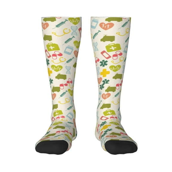 Hirioo Medical Icons for Adult Stockings Breathable Sock Non-Pilling,Contrasting Color Design