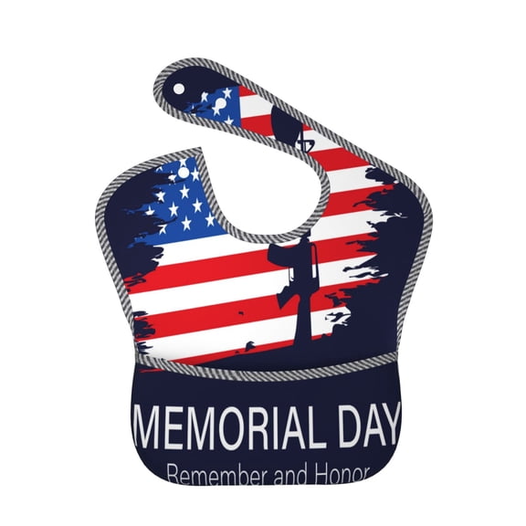 Hirioo Memorial Day for Baby Waterproof Pocket Bib Adjustable Closed for Babies Toddlers with Large Pocket 6-24Months