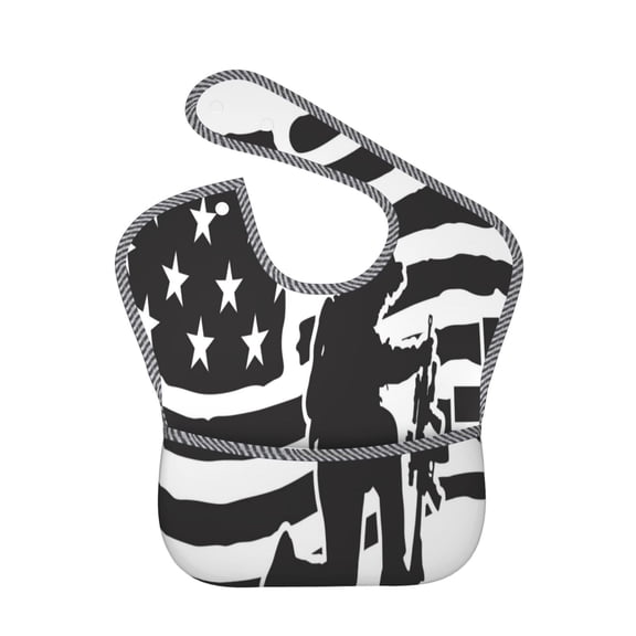 Hirioo Memorial Day1 for Baby Waterproof Pocket Bib Adjustable Closed for Babies Toddlers with Large Pocket 6-24Months