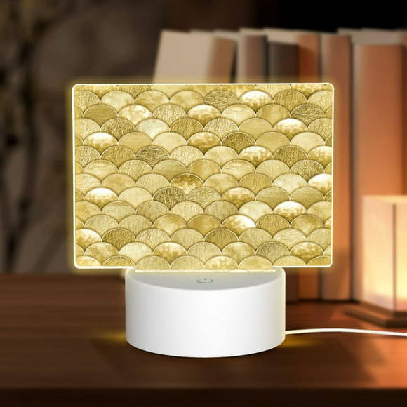 Hirioo Mermaid Fish Scale for Rectangular Acrylic with Night Light Best Gifts for Lover Girl Mom, Valentine's Day Anniversary Birthday Wedding Present