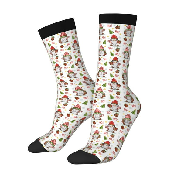 Hirioo Merry Christmas Santa Pattern Adult Middle Tube Socks Breathable Sock Non-Pilling,Contrasting Color Design