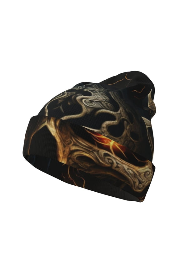 Metal Evil Skull for Men's Knit Cuffed Beanie for Outdoor Activities Unisex