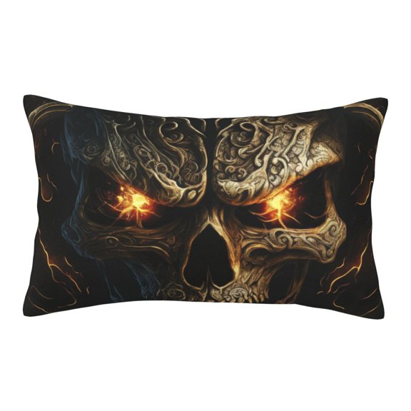 Hirioo Metal Evil Skull for Plush Pillow Cover for Bedroom and Living Room ,Elegant, Comfortable Home Decor-16"x24"