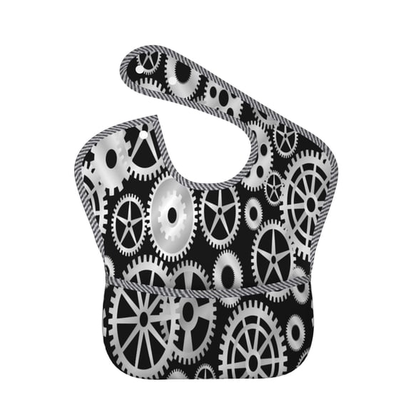 Hirioo Metallic Gears for Baby Waterproof Pocket Bib Adjustable Closed for Babies Toddlers with Large Pocket 6-24Months