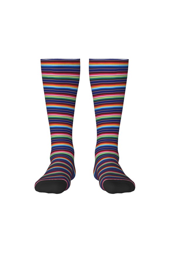 Mexican Blanket stripes for Adult Stockings Breathable Sock Non-Pilling,Contrasting Color Design