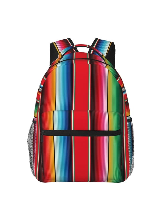 Mexican Serape Blanket Stripes Print Laptop Backpack Lightweight Casual Travel Daypack for College Workplace Travel