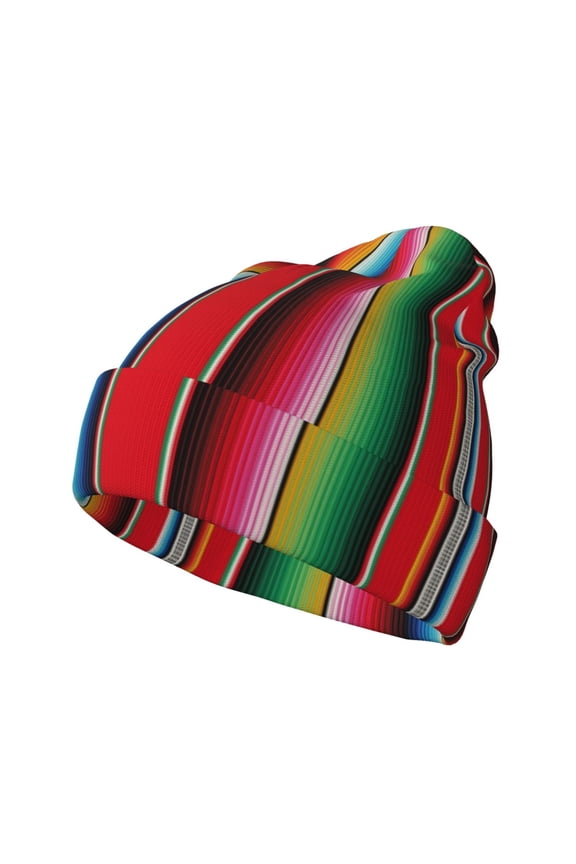Mexican Serape Blanket Stripes for Men's Knit Cuffed Beanie for Outdoor Activities Unisex