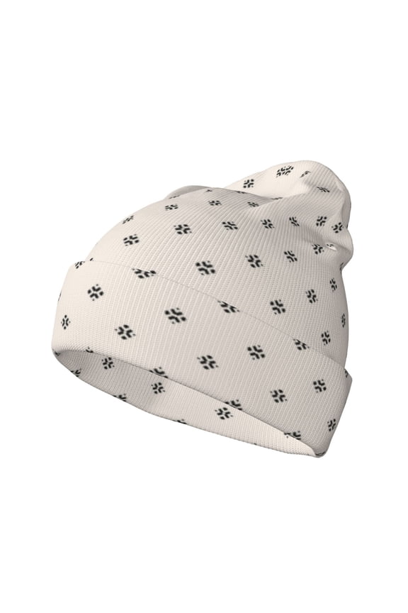 Minimalist Crosshatch Dots for Men's Knit Cuffed Beanie for Outdoor Activities Unisex