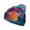 thumbnail image 1 of Hirioo Modern Art Red And Blue Colors for Men's Knit Cuffed Beanie for Outdoor Activities Unisex, 1 of 6