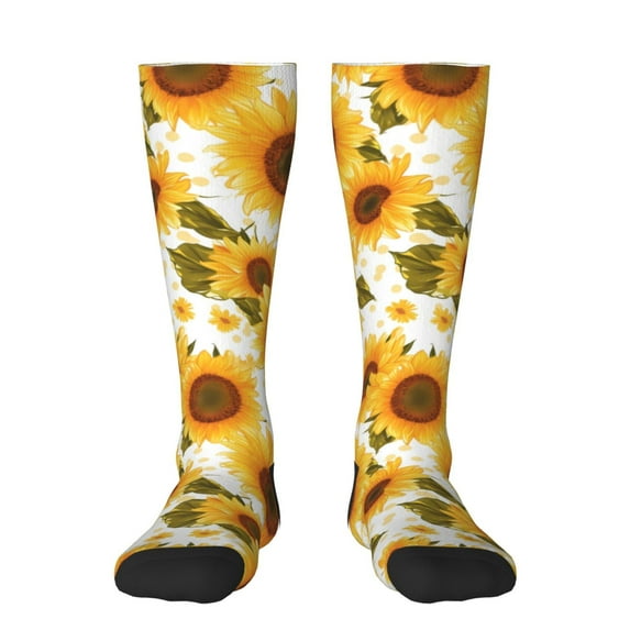 Hirioo Modern Elegant Sunflower for Adult Stockings Breathable Sock Non-Pilling,Contrasting Color Design