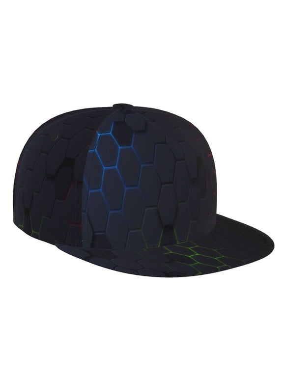 Modern Hexagonal Neon Grid for Baseball Cap Men Cap Flat Brim for Men Women Teens Adjustable Baseball Cap