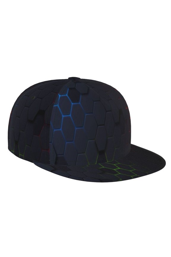 Modern Hexagonal Neon Grid for Baseball Cap Men Cap Flat Brim for Men Women Teens Adjustable Baseball Cap