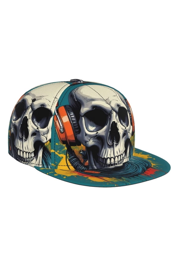 Modern Hip-Hop Skull for Baseball Cap Men Cap Flat Brim for Men Women Teens Adjustable Baseball Cap