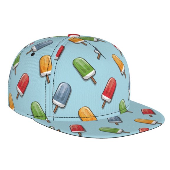 Hirioo Modern Ice Cream for Baseball Cap Men Cap Flat Brim for Men Women Teens Adjustable Baseball Cap
