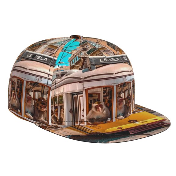 Hirioo Modern Urban Monkey for Baseball Cap Men Cap Flat Brim for Men Women Teens Adjustable Baseball Cap